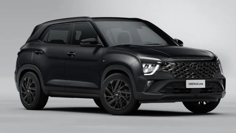 Hyundai Creta 2021 Preto, vista lateral, seminovo