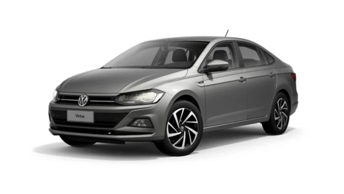 Volkswagen Virtus 2023 Cinza, vista lateral, seminovo